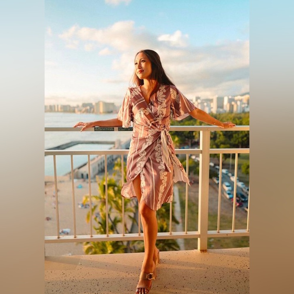 Lexbreezy Mini Wrap Dress Naupaka